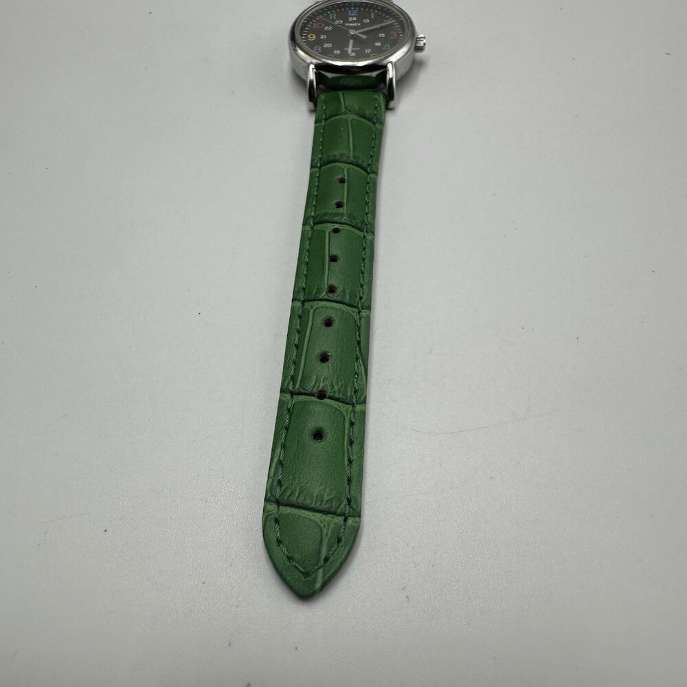 Timex Watch Women Silver Tone Black Dial Multicolored Numberals New Battery - Picture 5 of 12